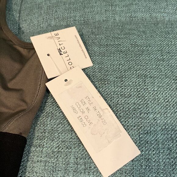 NWT PSK Collective Olive Polyester Spandex Solid Medium Impact Sports Bra - Picture 4 of 7